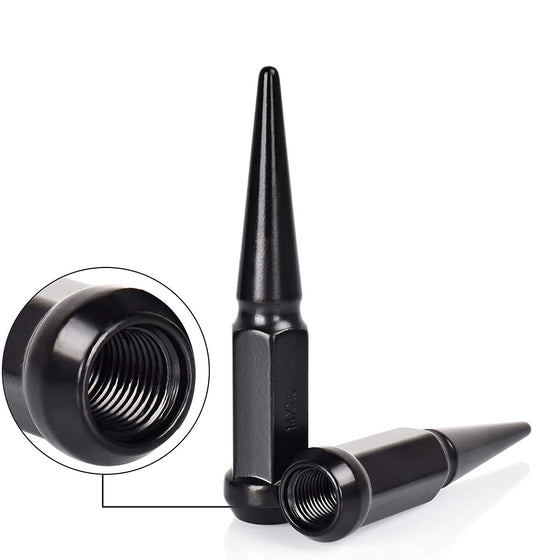 20 TUERCAS DE PICO EXTENDIDAS DE ACERO NEGRO + LLAVE | 12X1.25 SUBARU STI BRZ FR-S WRX