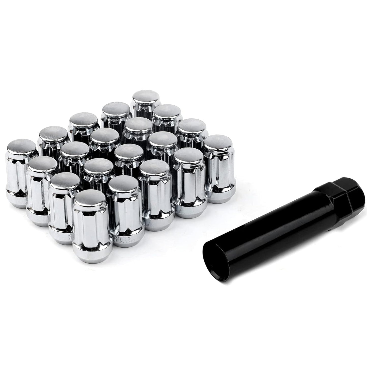 500 X écrous de roue de réglage cannelé | 1/2 pouce | Chrome hautement poli | 1/2" | Écrous américains