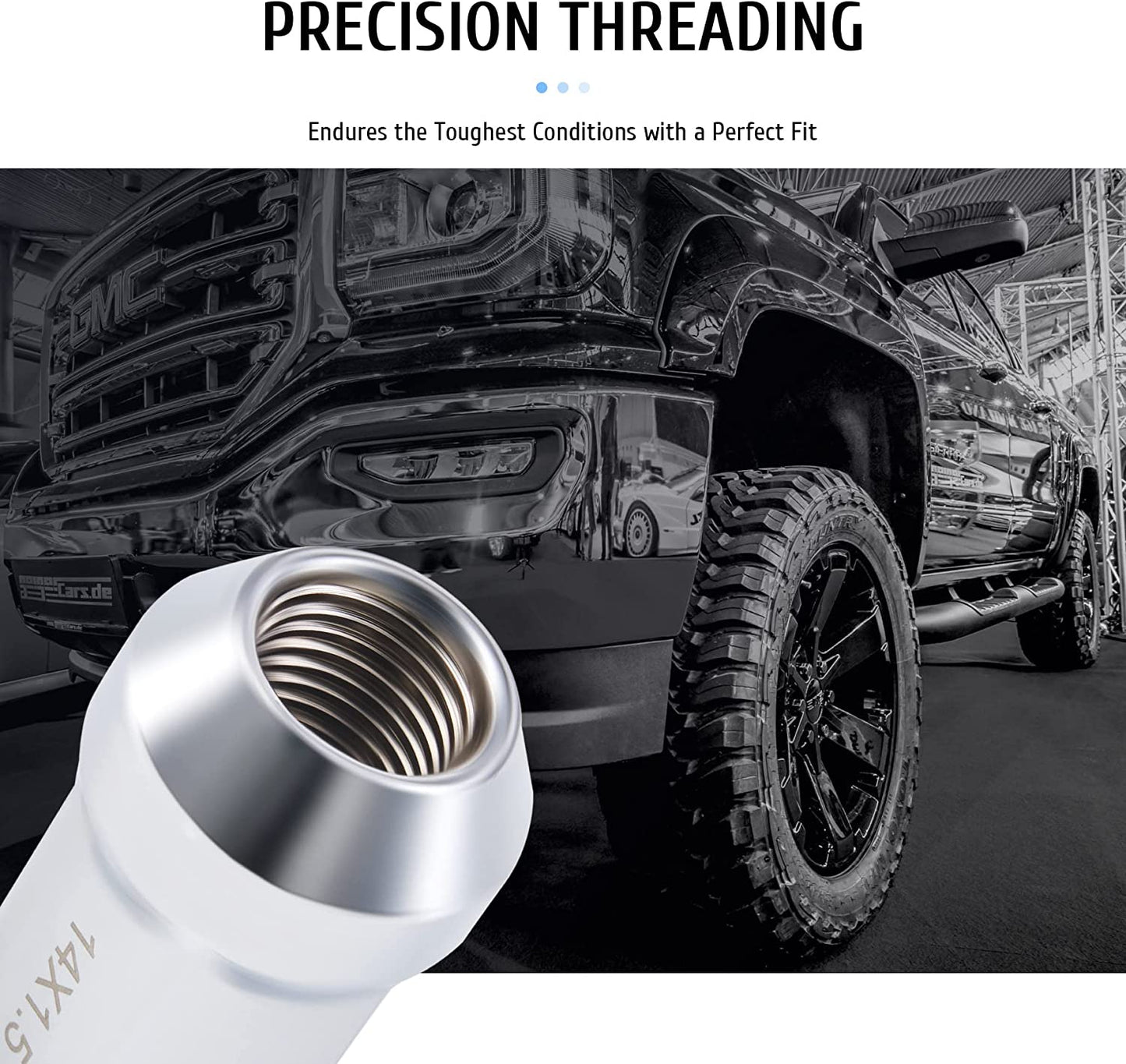 Écrous de roue 1/2-20 chromés de remplacement de style OE pour roues Jeep JL sur JK