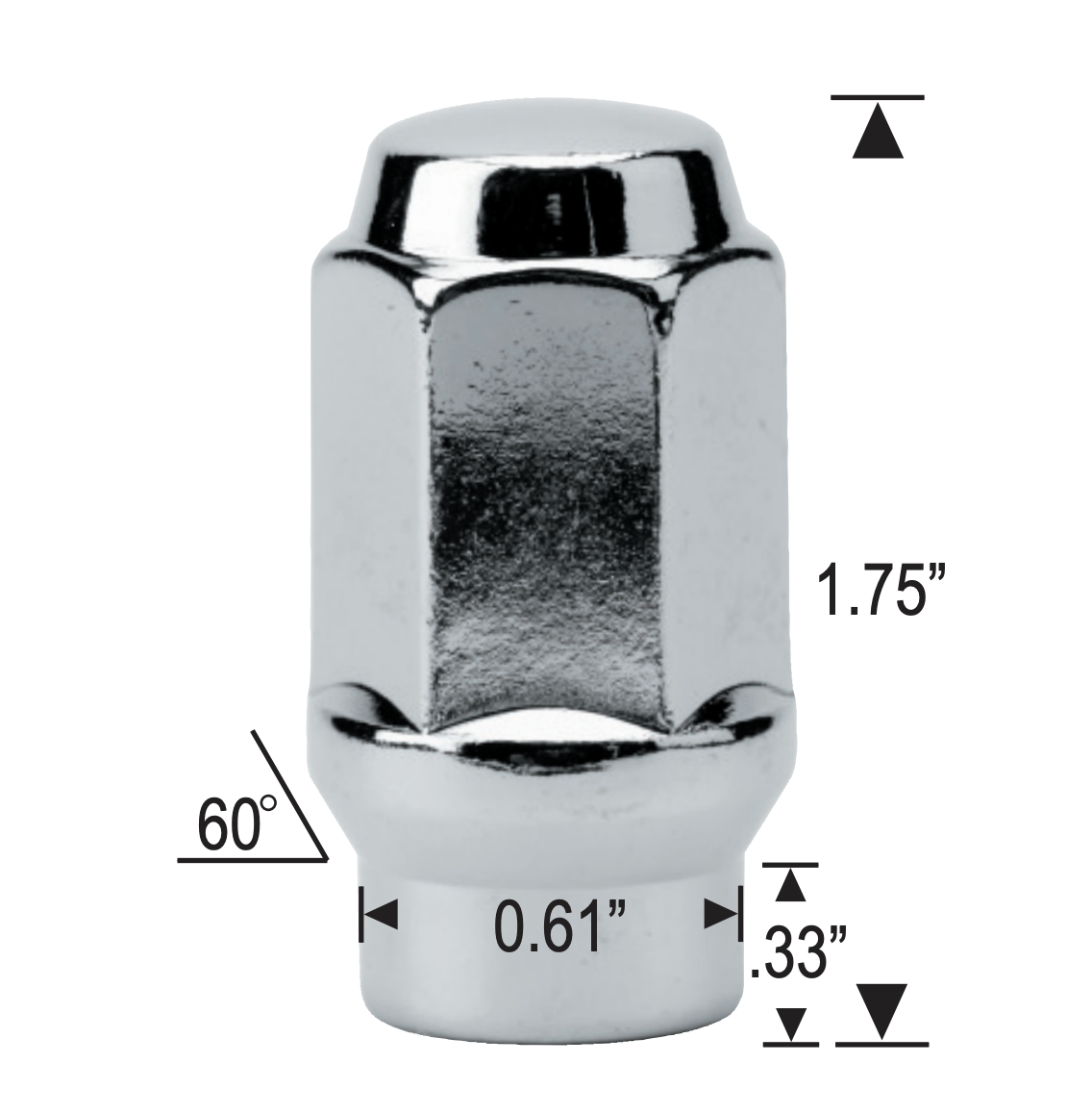 (32) 1/2x20 Tall Extended Thread Chrome Lug Nuts | 1.75 Inch Tall