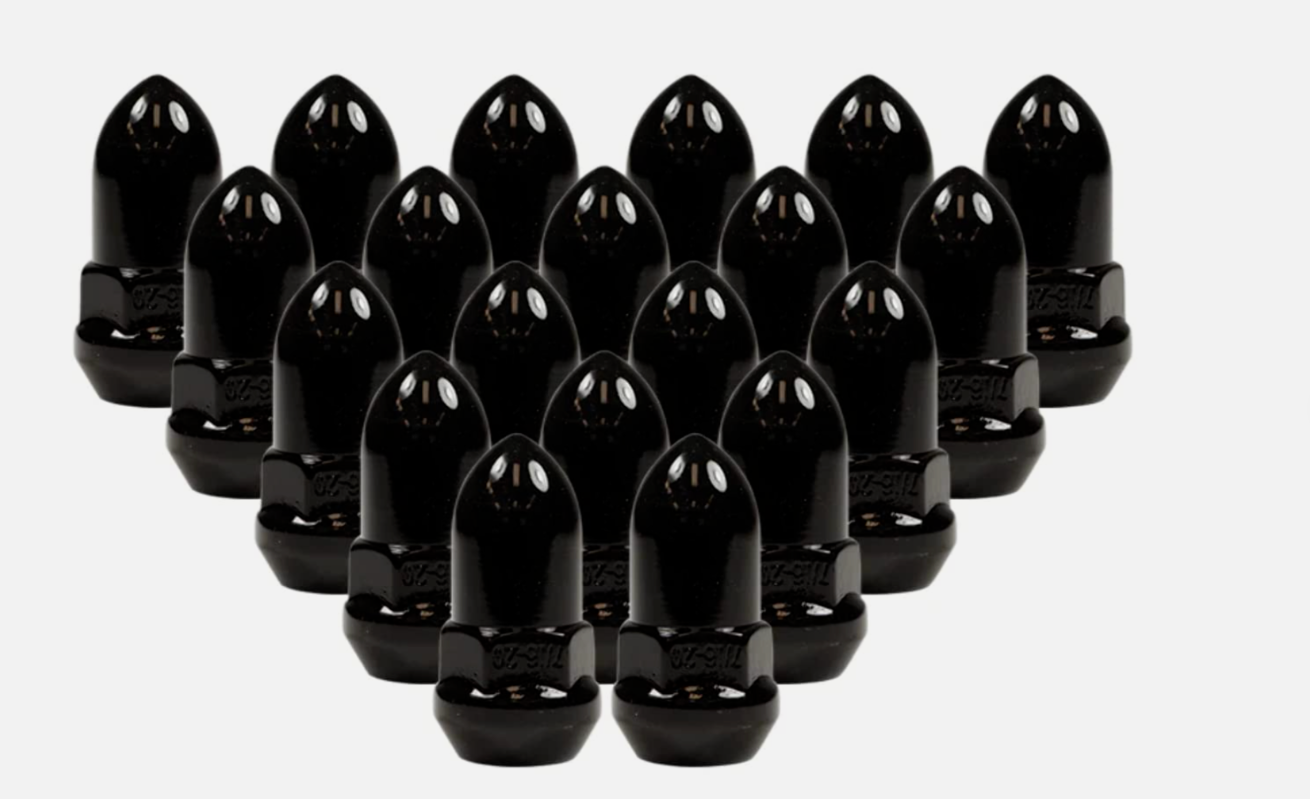 20x Black Bulge Acorn Wheel Lug Nuts – 14x1.5 Thread, 3/4" Hex – Fits Ford Lincoln