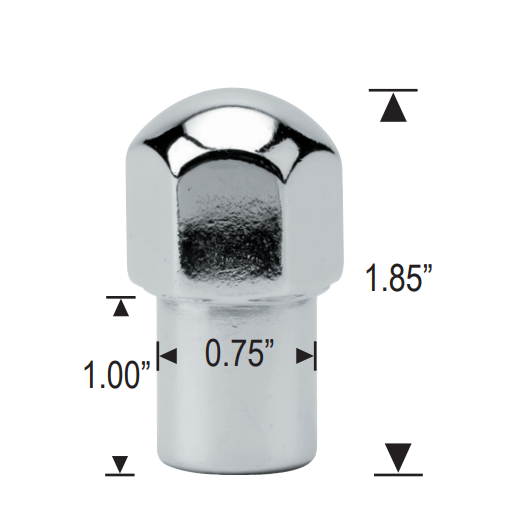 Écrous de roue Duplex Mag 9/16-18 chromés, tige de 1,0", diamètre de 0,75", hexagonale de 7/8" avec rondelles