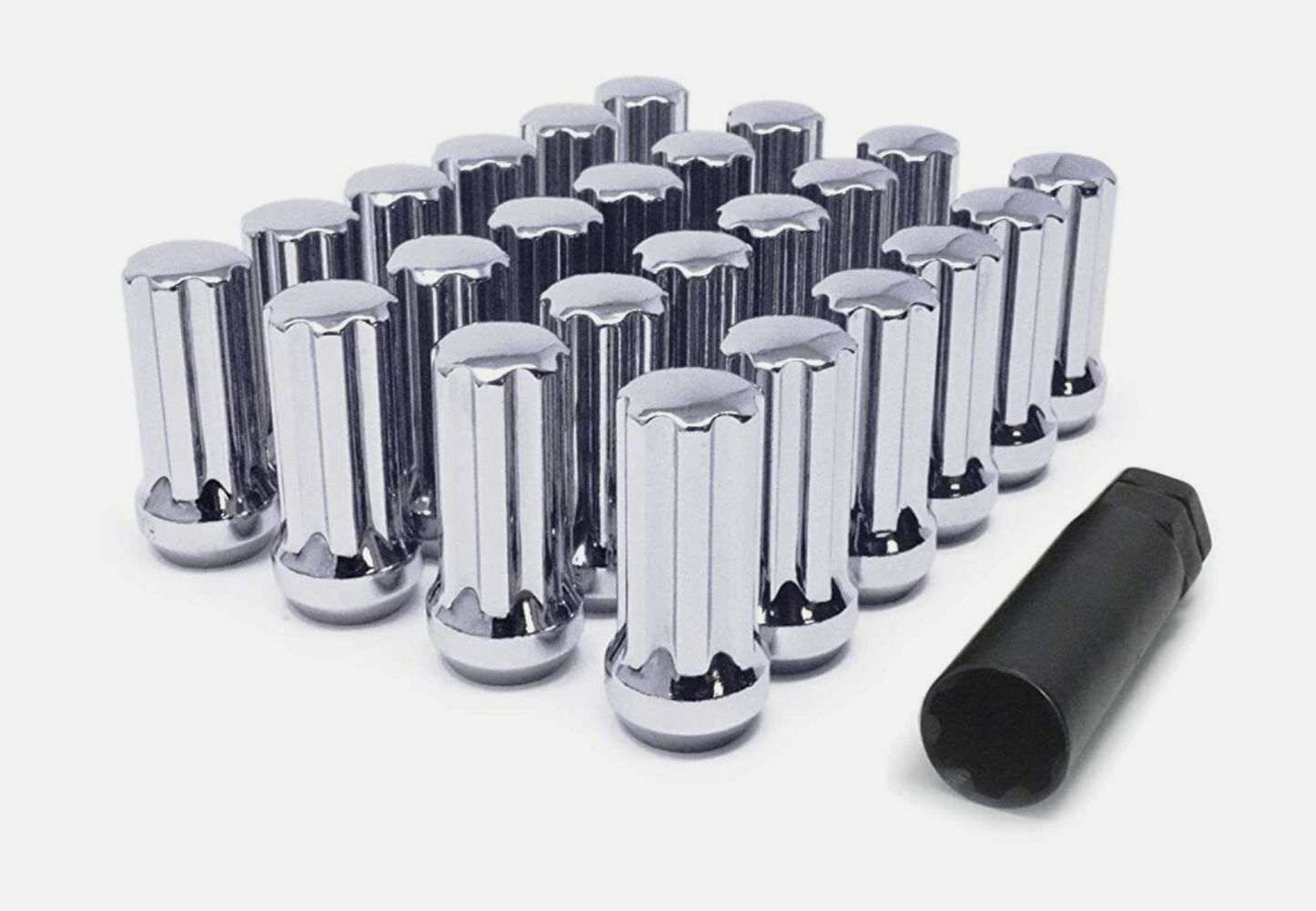 32 ÉCROUS CHROME SPLINE + CLÉ | CHEVY SILVERADO 2500 3500 HD DURAMAX GMC 14X1.5