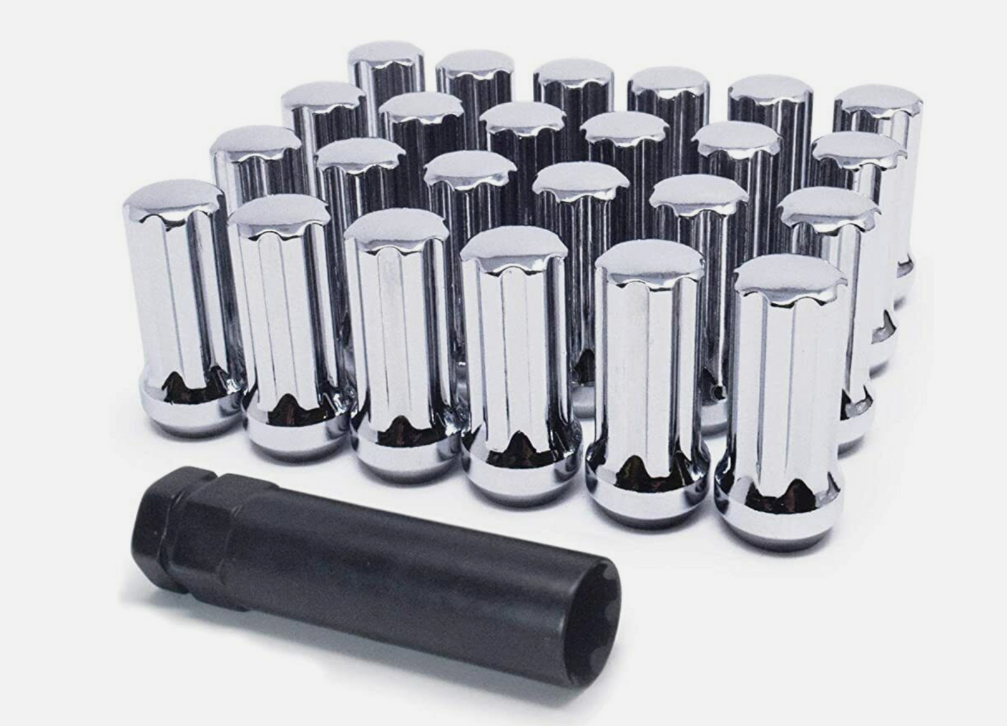 32 ÉCROUS CHROME SPLINE + CLÉ | CHEVY SILVERADO 2500 3500 HD DURAMAX GMC 14X1.5
