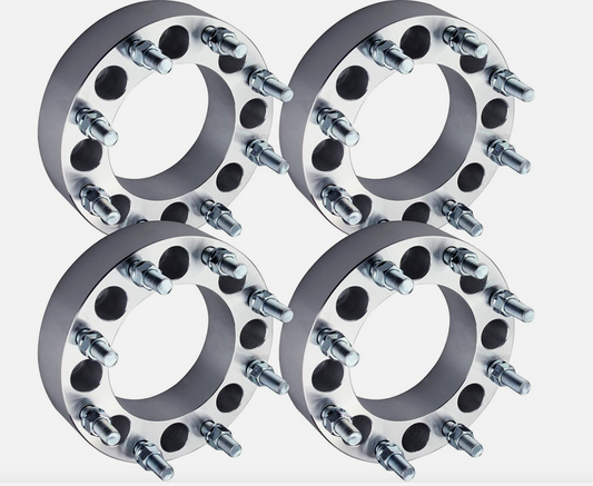 8X6.5 Wheel Spacers 2" Inch or 50mm Thick 9/16 Grade 12.9 Studs 121.3mm Center Bore For Dodge RAM 8x165.1