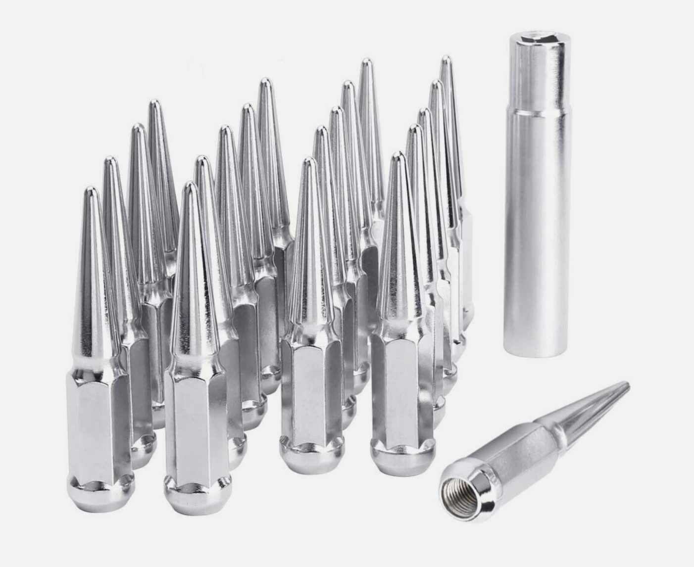 20 ÉCROUS À POINTES ÉTENDUS EN ACIER CHROME + CLÉ | 12X1.25 SUBARU STI BRZ FR-S WRX
