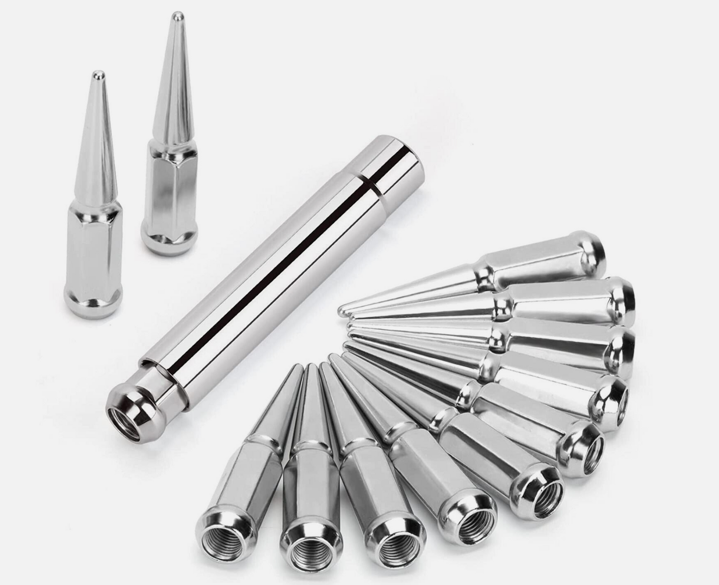 20 ÉCROUS À POINTES ÉTENDUS EN ACIER CHROME + CLÉ | 12X1.25 SUBARU STI BRZ FR-S WRX