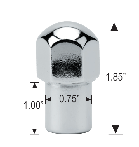 Écrous de roue Duplex Mag 1/2-20 chromés, tige de 1,0", diamètre de 0,75", hexagonale de 7/8" avec rondelles