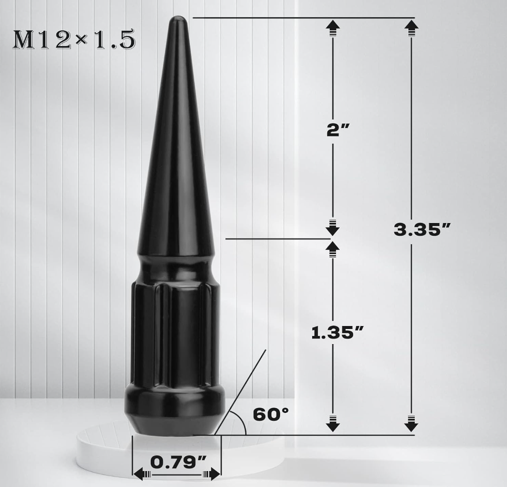 20 ÉCROUS DE CROIX ÉTENDUS À POINTES NOIRES 12x1,5 ÉCROUS À SPIKE TOUT-TERRAIN