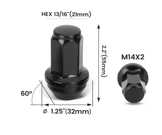 Écrous de roue 14 x 2 noirs de rechange pour F150 Expedition 2004-2014