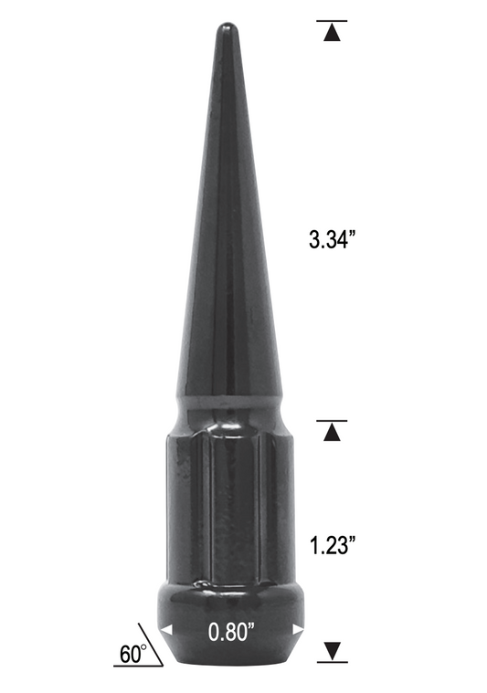 20 TUERCAS EXTENDIDAS DE 50 MM CON PICO NEGRO/NEGRO PARA RUEDA 12X1.5