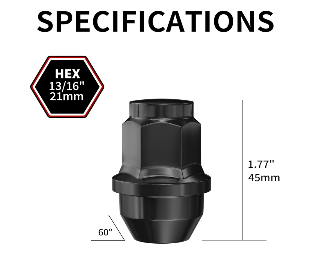 24 écrous de roue 14 x 1,5 noirs de rechange pour Ford F150 2015-2023