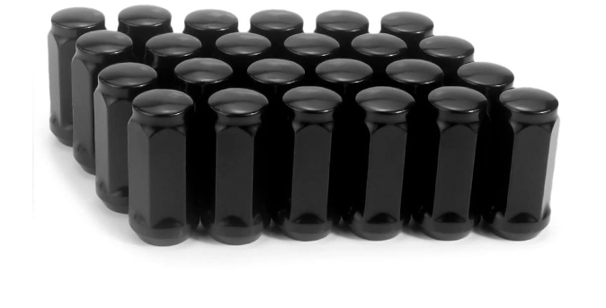 Tuerca de bellota Bulge 14x1,5 negra, parte superior plana hexagonal de 3/4", 1,75" de alto