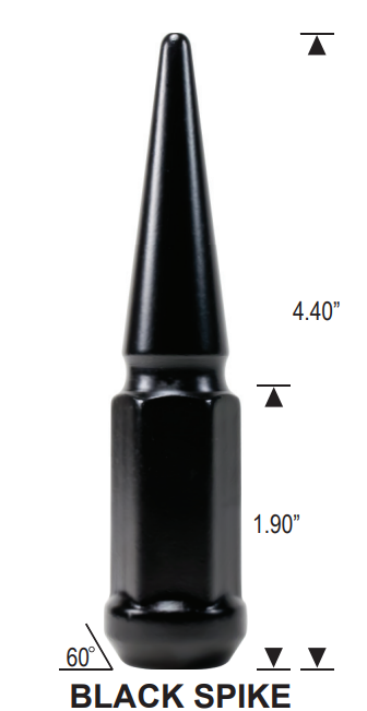 24 Steel Spike Lug Nuts 14x1.5 + Key Fits FORD RAM CHEVY 6 Lug Black or Chrome