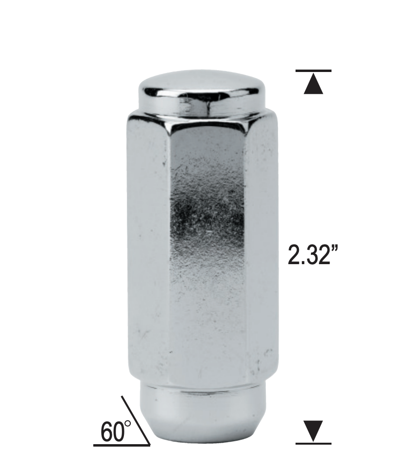 Écrous de roue Duplex Acorn 9/16-18 Chrome 7/8" Hex 2,3" de haut