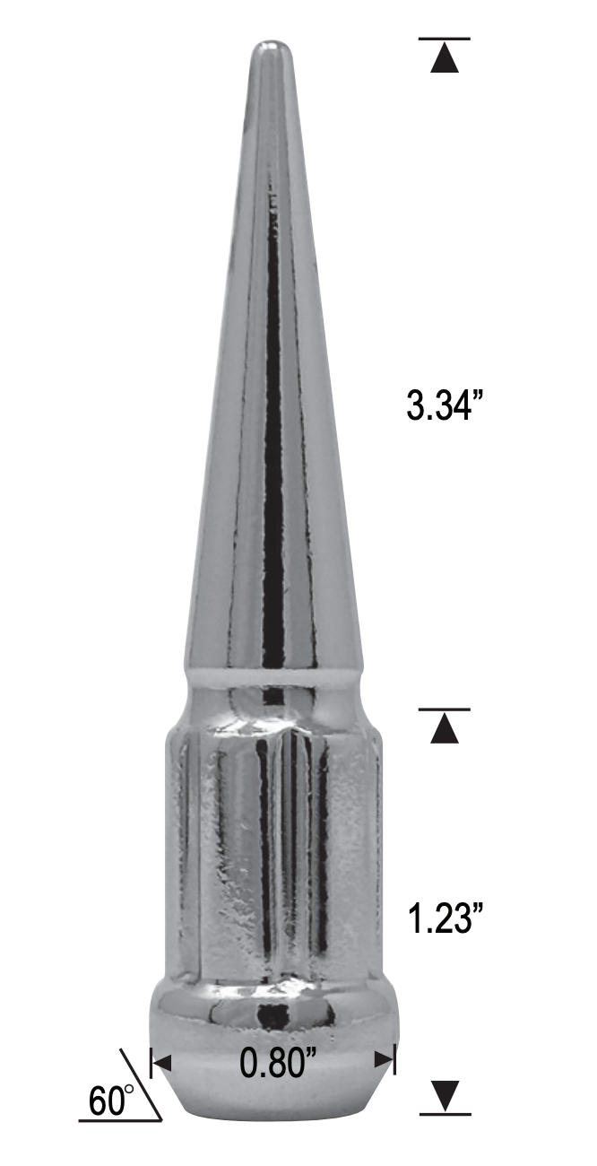Spline Drive Spike Bulge Tuerca de bellota cromada 7/16-20 3,3" de largo