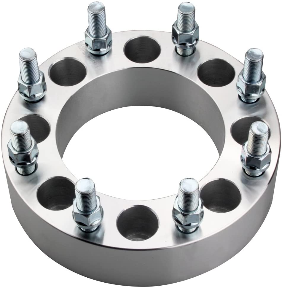 Adaptadores de rueda de 8 x 180 a 8 x 6,5 Espaciadores de 2 pulgadas de grosor, pernos de 14 x 1,5 de 8 x 180 a 8 x 165,1 que permiten llantas de ruedas Chevy GMC más antiguas en camionetas Chevy GMC de 8 lengüetas más nuevas