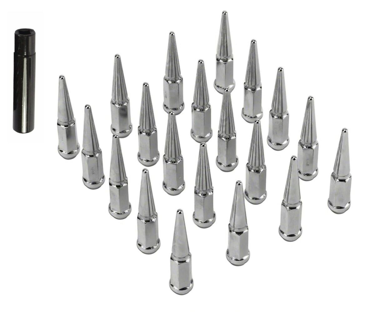20 ÉCROUS DE CROIX ÉTENDUS À POINTES EN ACIER CHROME 12X1,5 + CLÉ | 4,5 POUCES DE HAUT CONFIANCE AUX USA