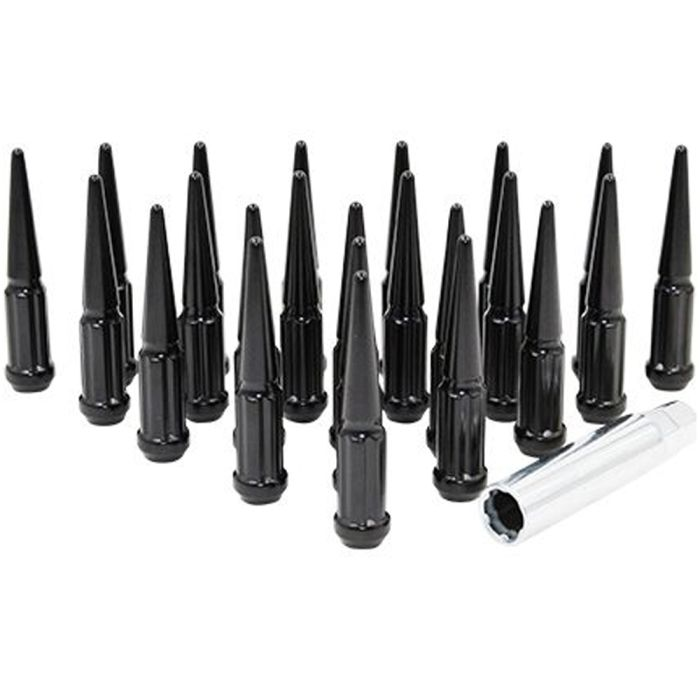 20 ÉCROUS DE CROIX ÉTENDUS À POINTES EN ACIER NOIR JEEP 1/2"X20 | WRANGLER RUBICON YJ JK CJ