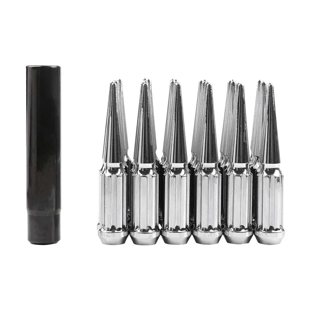 24 TUERCAS EXTENDIDAS CON PUNTAS DE ACERO CROMADO 14x1.5 PARA SILVERADO SIERRA SUBURBAN
