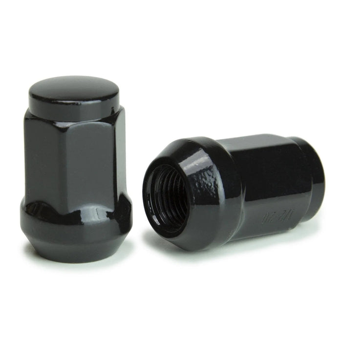 Tuerca de bellota Bulge 12x1,5 negra, parte superior plana hexagonal de 3/4"