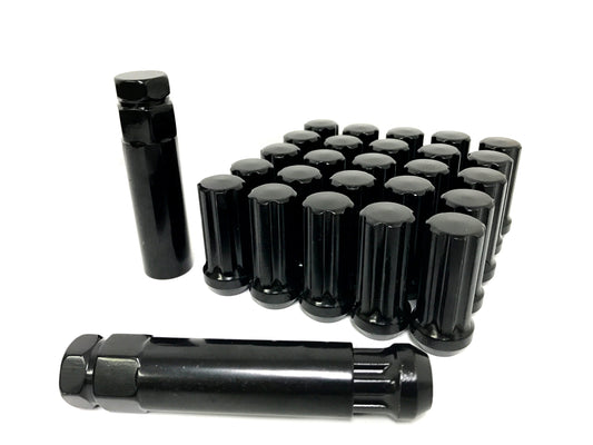 32 BLACK SPLINE LUG NUTS 9/16-18 FITS 8 LUG DODGE RAM AFTERMARKET 8X6.5 WHEELS + 1 Key