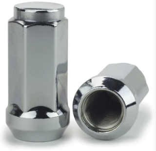 Tuerca de bellota Bulge 7/16-20 cromada, parte superior plana hexagonal de 3/4", 1,9" de alto
