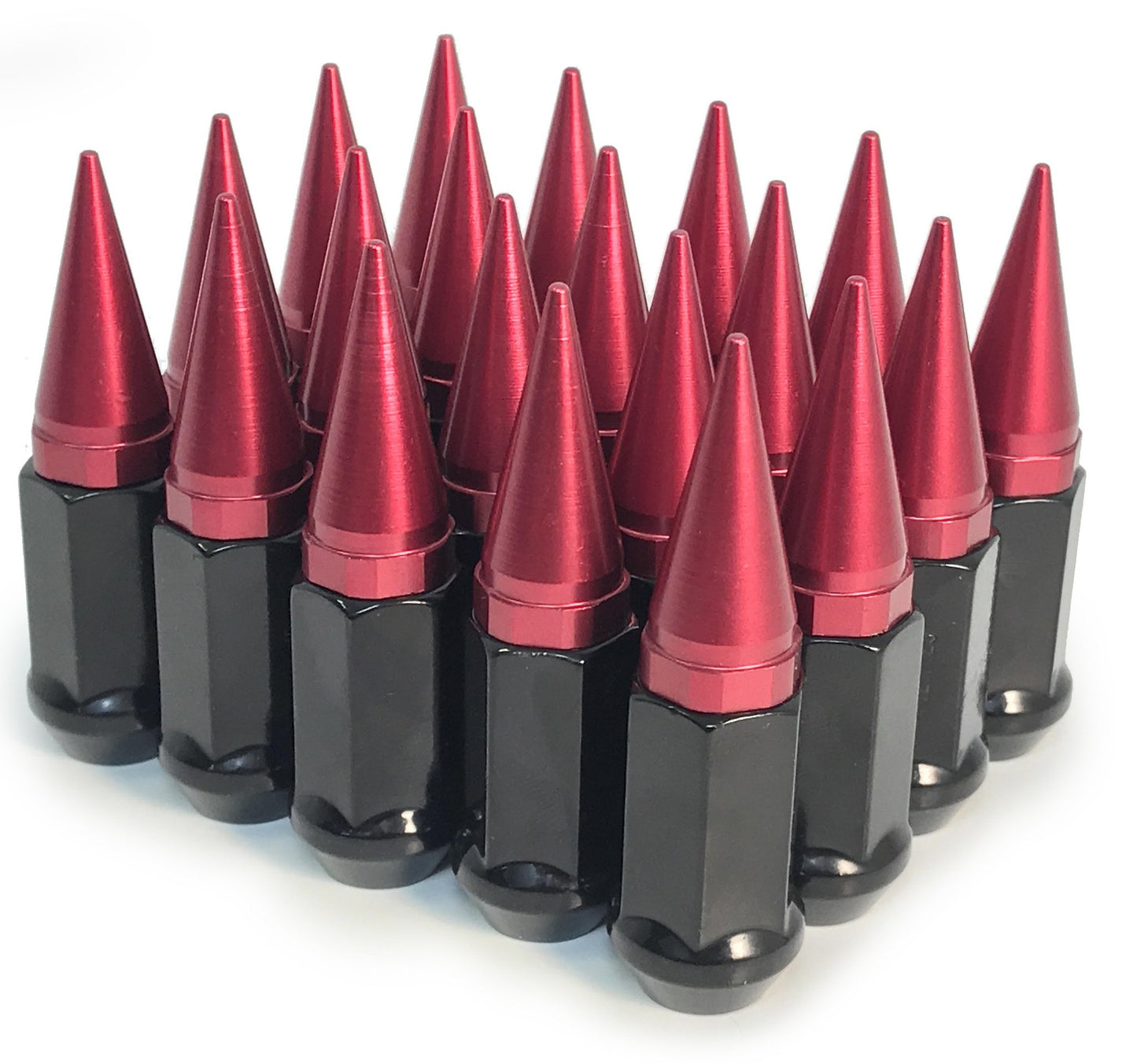 20 ÉCROUS À POINTES ÉTENDUS NOIR / ROUGE 12x1.25 | POUR: INFINITI G35 G37 Q50 Q60 Q70