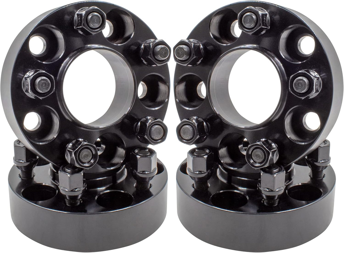 Espaciadores de rueda centrados en buje negro de 5x4,5, pernos de 1/2"-20 para vehículos Jeep y Dodge (5x114,3)