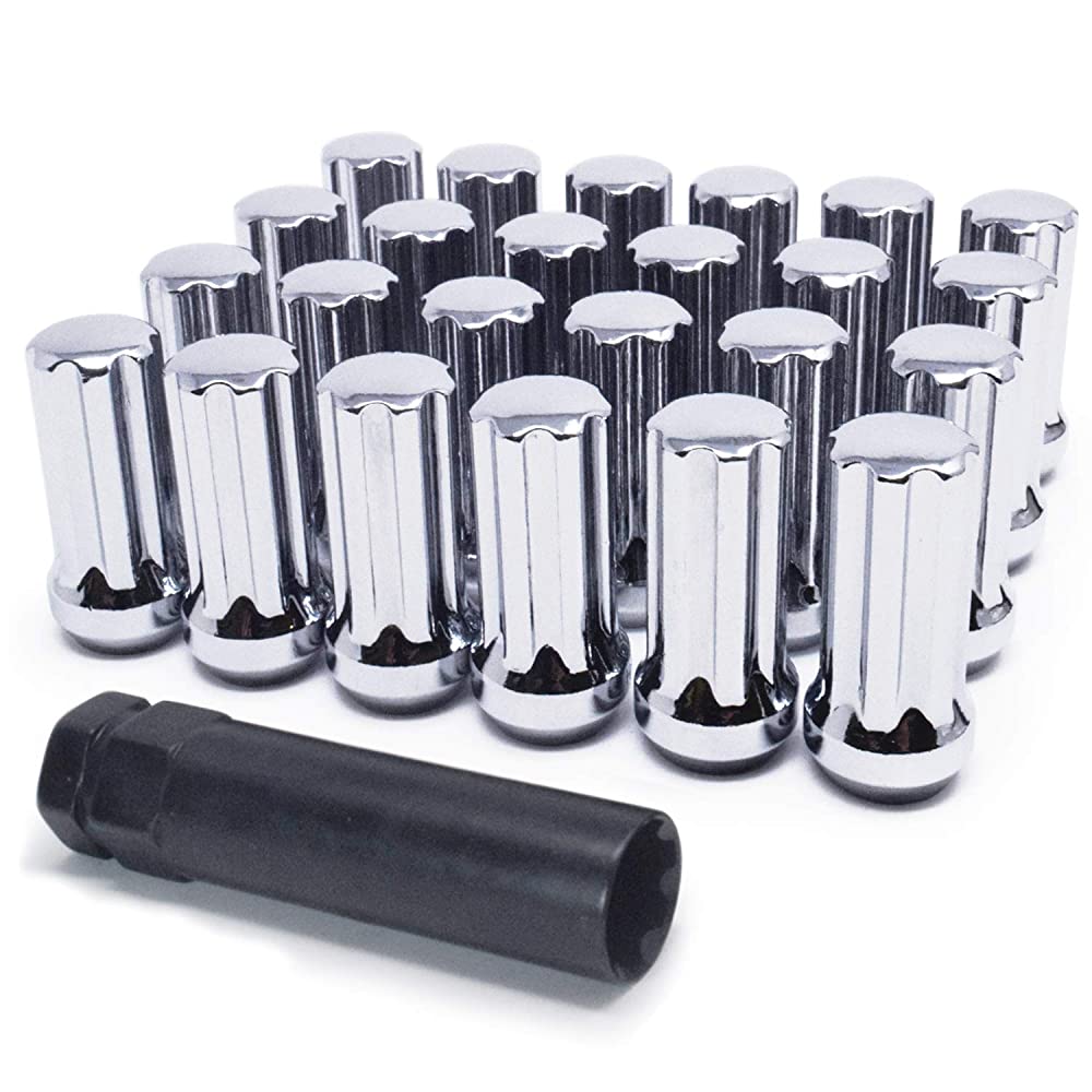 32 tuercas estriadas cromadas 8X6.5 | Hilo 9/16 | Dodge Ram Ford F-250 Chevy 2Llaves