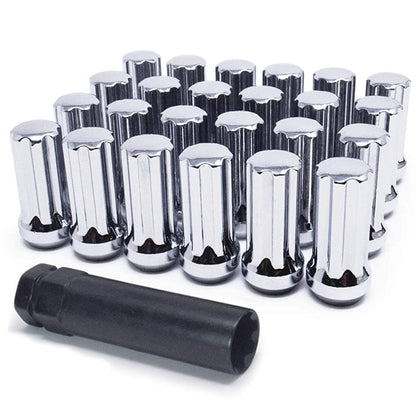 32 tuercas estriadas cromadas 8X6.5 | Hilo 9/16 | Dodge Ram Ford F-250 Chevy 2Llaves