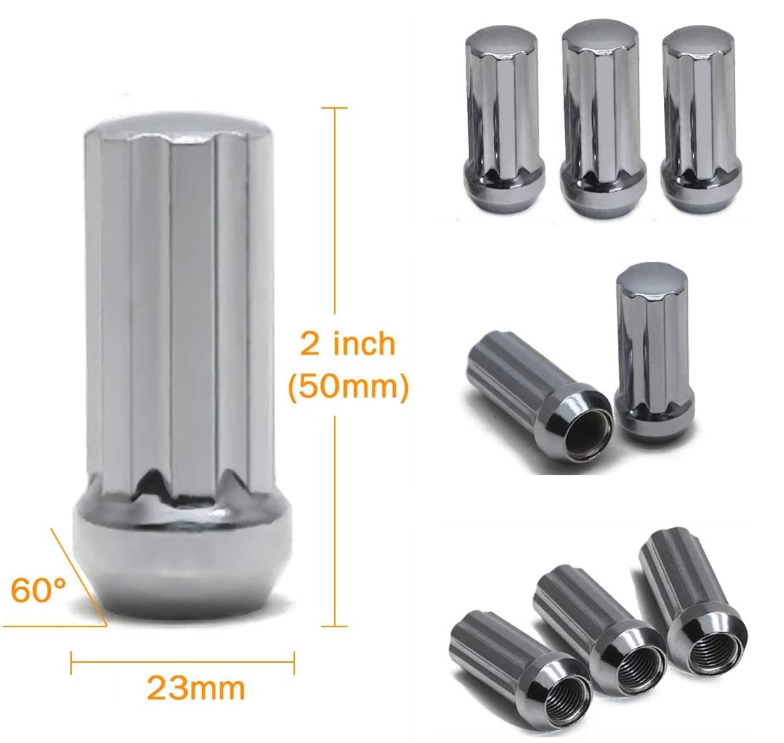 32 tuercas cromadas estriadas de rosca 14 x 2,0 | Orejas de bloqueo antirrobo Ford F-250 F-350 Superduty Excursion