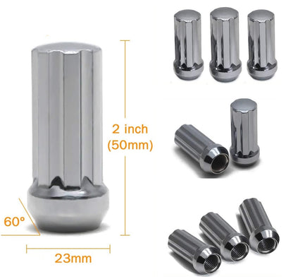 32 tuercas cromadas estriadas de rosca 14 x 2,0 | Orejas de bloqueo antirrobo Ford F-250 F-350 Superduty Excursion