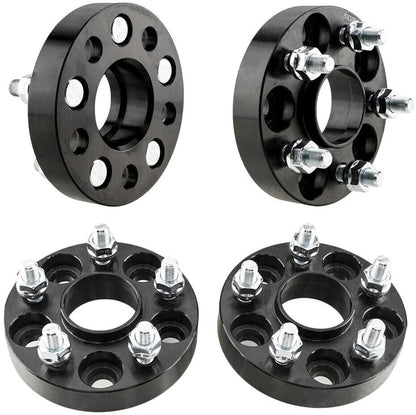 Adaptadores de rueda Jeep 5X4.5 a 5X5 centrados en el buje + 20 tuercas estriadas cromadas - Adapta ruedas Jeep Jk en Tj Yj Kk Sj Xj Mj 5X114.3 a 5X127 (negro)