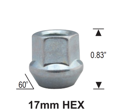 Open End Bulge Acorn Lug Nuts 1/2-20 Thread Pitch 3/4" Hex 1/2x20