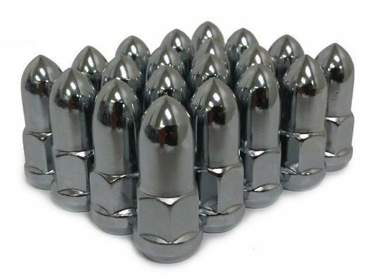 Set of Chrome Bullet Bulge Acorn Lug Nuts Conical 3/4 Hex 1/2-20 | 1/2x20