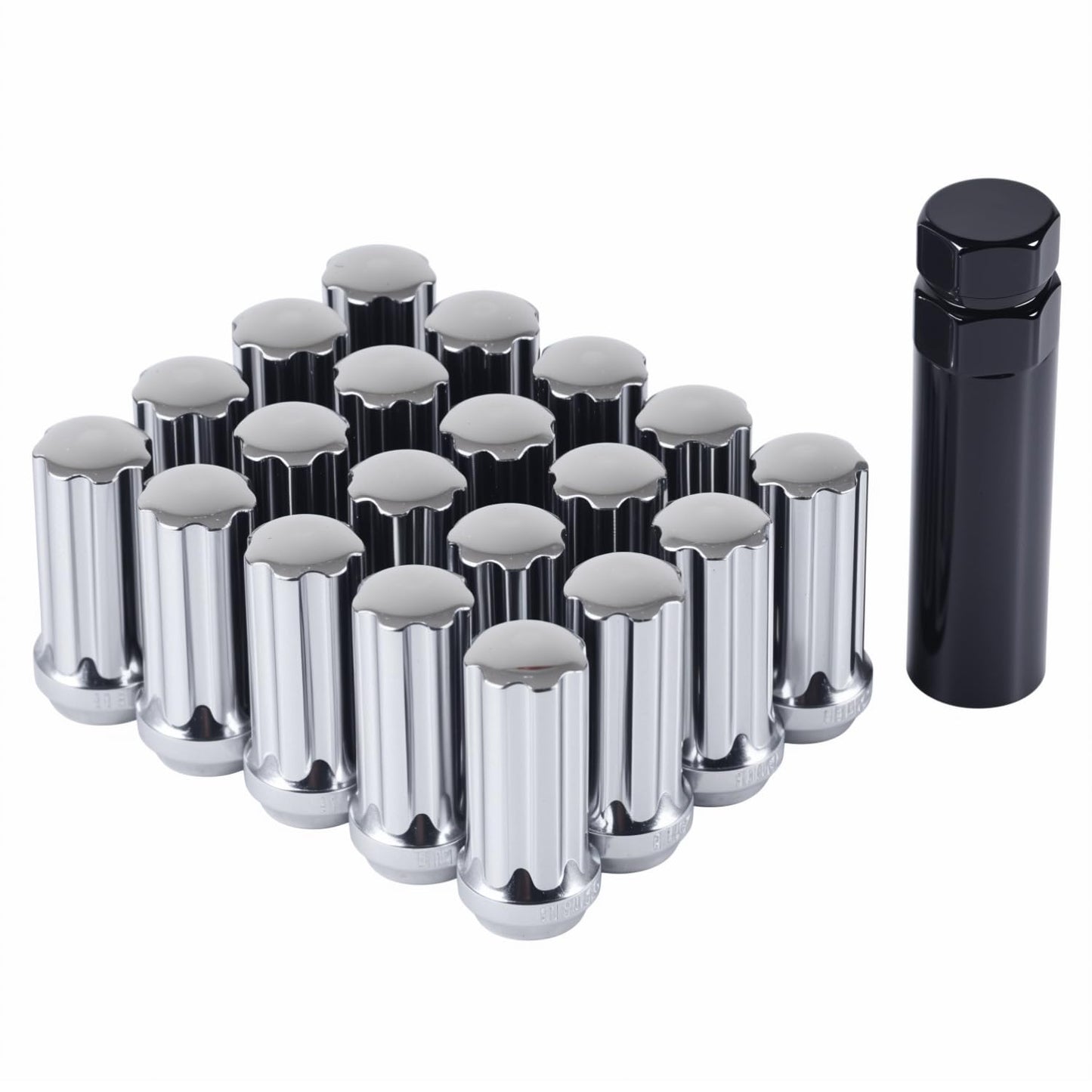 32 tuercas estriadas cromadas 8X6.5 | Hilo 9/16 | Dodge Ram Ford F-250 Chevy 2Llaves