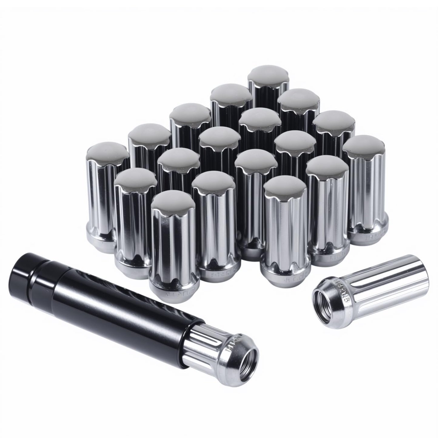 32 tuercas cromadas estriadas de rosca 14 x 2,0 | Orejas de bloqueo antirrobo Ford F-250 F-350 Superduty Excursion
