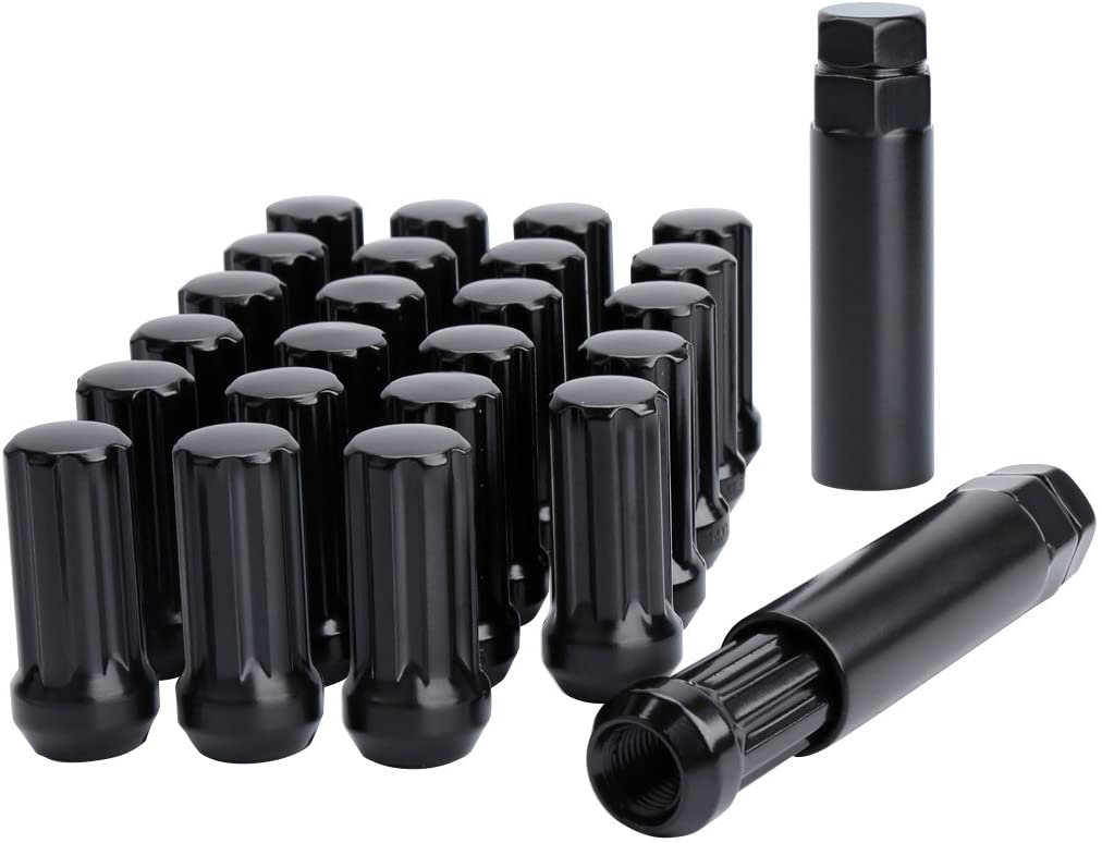 32 TUERCAS ESTRIADAS NEGRAS +2 LLAVES | 14X1.5 | CHEVY GMC | HUMMER SILVERADO | 8X6.5
