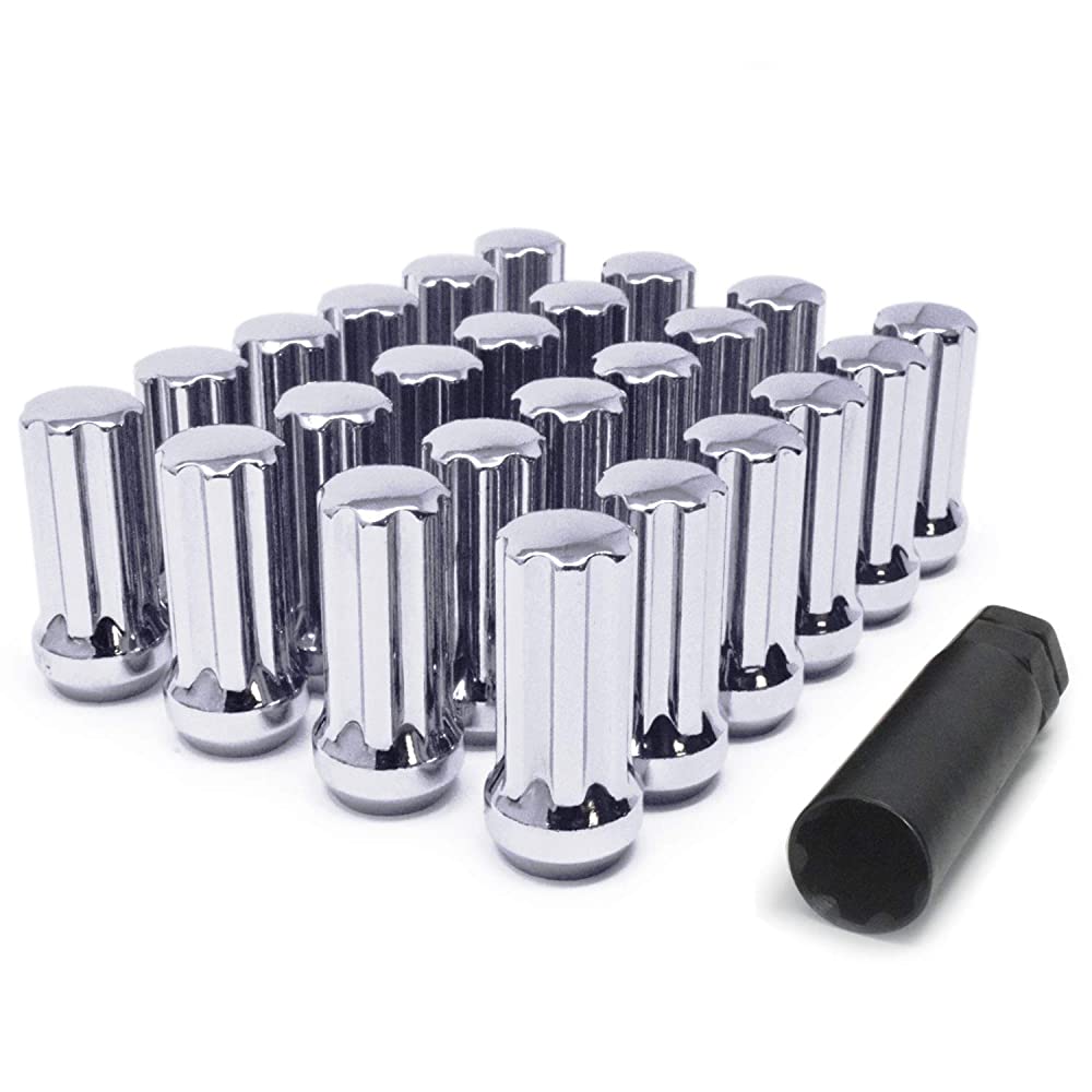 32 tuercas cromadas estriadas de rosca 14 x 2,0 | Orejas de bloqueo antirrobo Ford F-250 F-350 Superduty Excursion