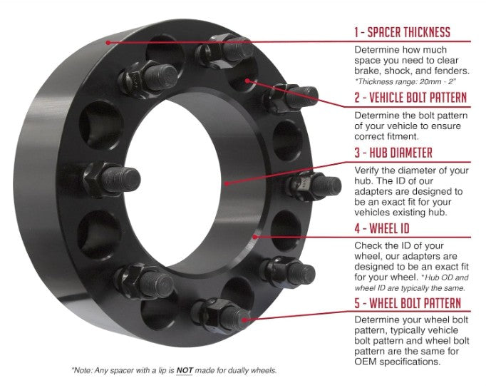 Entretoises de roue 8X200 RAM 3500 2500 Dually 2" pouces ou 50 mm 14x1,5