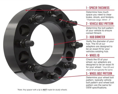 Entretoises de roue 8X200 RAM 3500 2500 Dually 2" pouces ou 50 mm 14x1,5