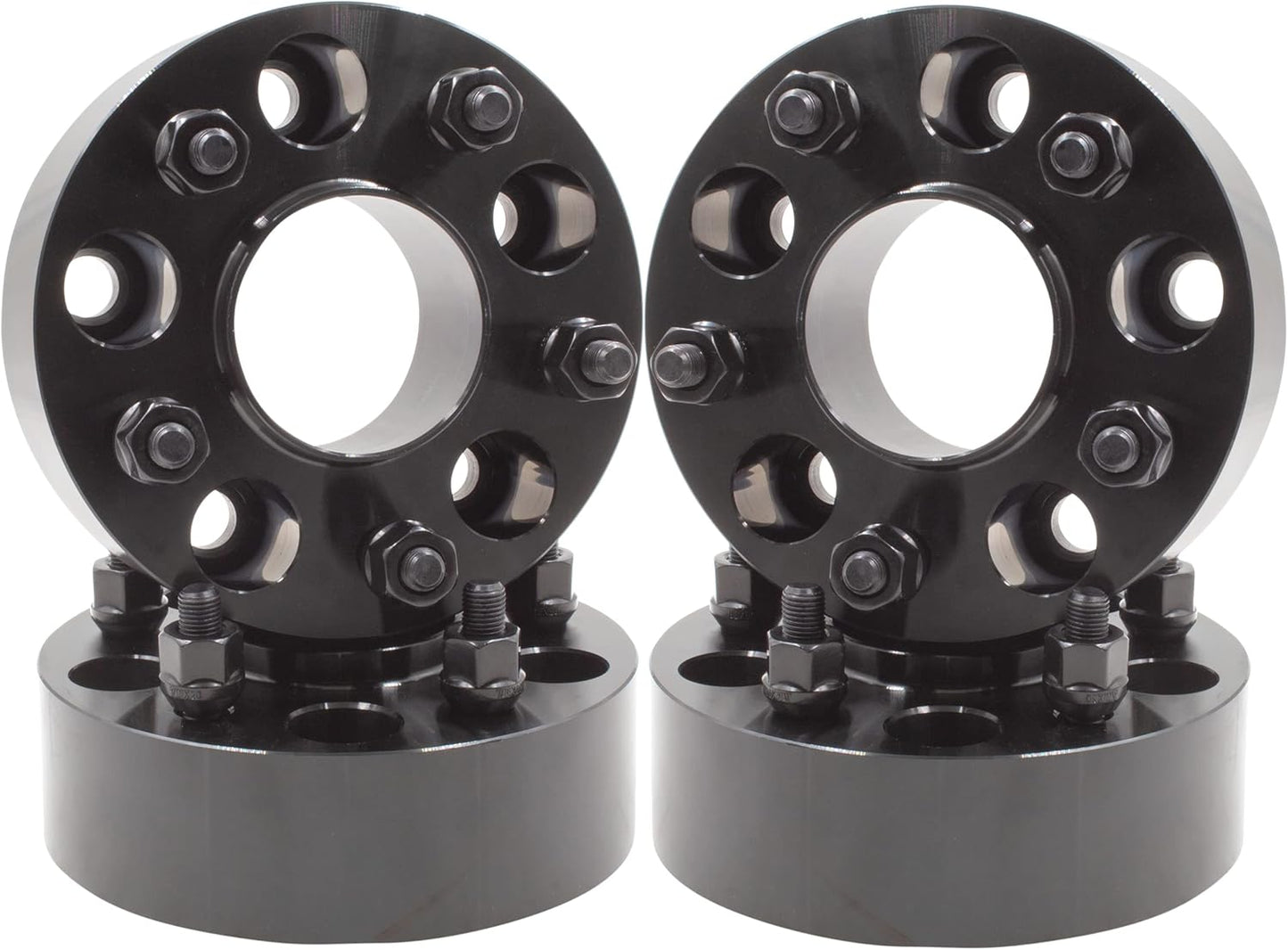 Espaciadores de rueda centrados en buje negro de 5x4,5, pernos de 1/2"-20 para vehículos Jeep y Dodge (5x114,3)