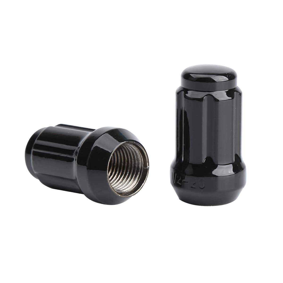 6 Spline Tuner Bulge Acorn Lug Nut 12x1.5 Black Security Spline Lug Nuts set of 20 plus key