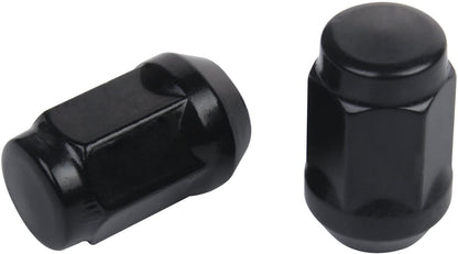 20 TUERCAS NEGRAS 14X1.5 | ASIENTO BELLOTA BULGE | OREJAS ALTAS DE 1.38" PULGADAS Y 35 MM