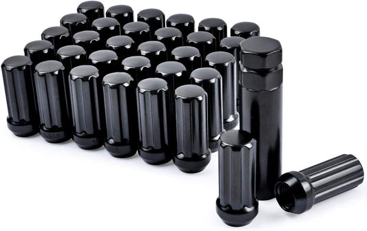 32 ÉCROUS SPLINE NOIR 14X1,5 | Convient aux roues de rechange Chevy, GMC et RAM à 8 écrous.