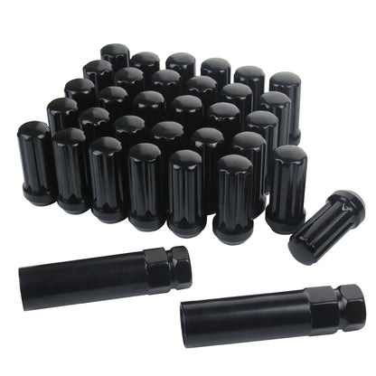 32 TUERCAS ESTRIADAS NEGRAS +2 LLAVES | 14X1.5 | CHEVY GMC | HUMMER SILVERADO | 8X6.5