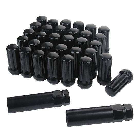 32 TUERCAS ESTRIADAS NEGRAS +2 LLAVES | 14X1.5 | CHEVY GMC | HUMMER SILVERADO | 8X6.5