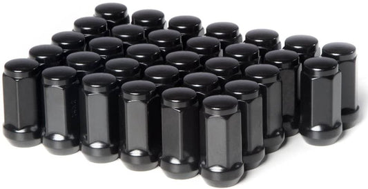 Tuerca de bellota Bulge 14x1,5 negra, parte superior plana hexagonal de 3/4" 