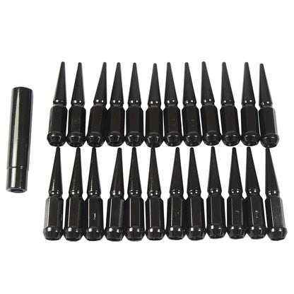 20 TUERCAS EXTENDIDAS DE PICO DE ACERO NEGRO JEEP 1/2"X20 | WRANGLER RUBICON YJ JK CJ 